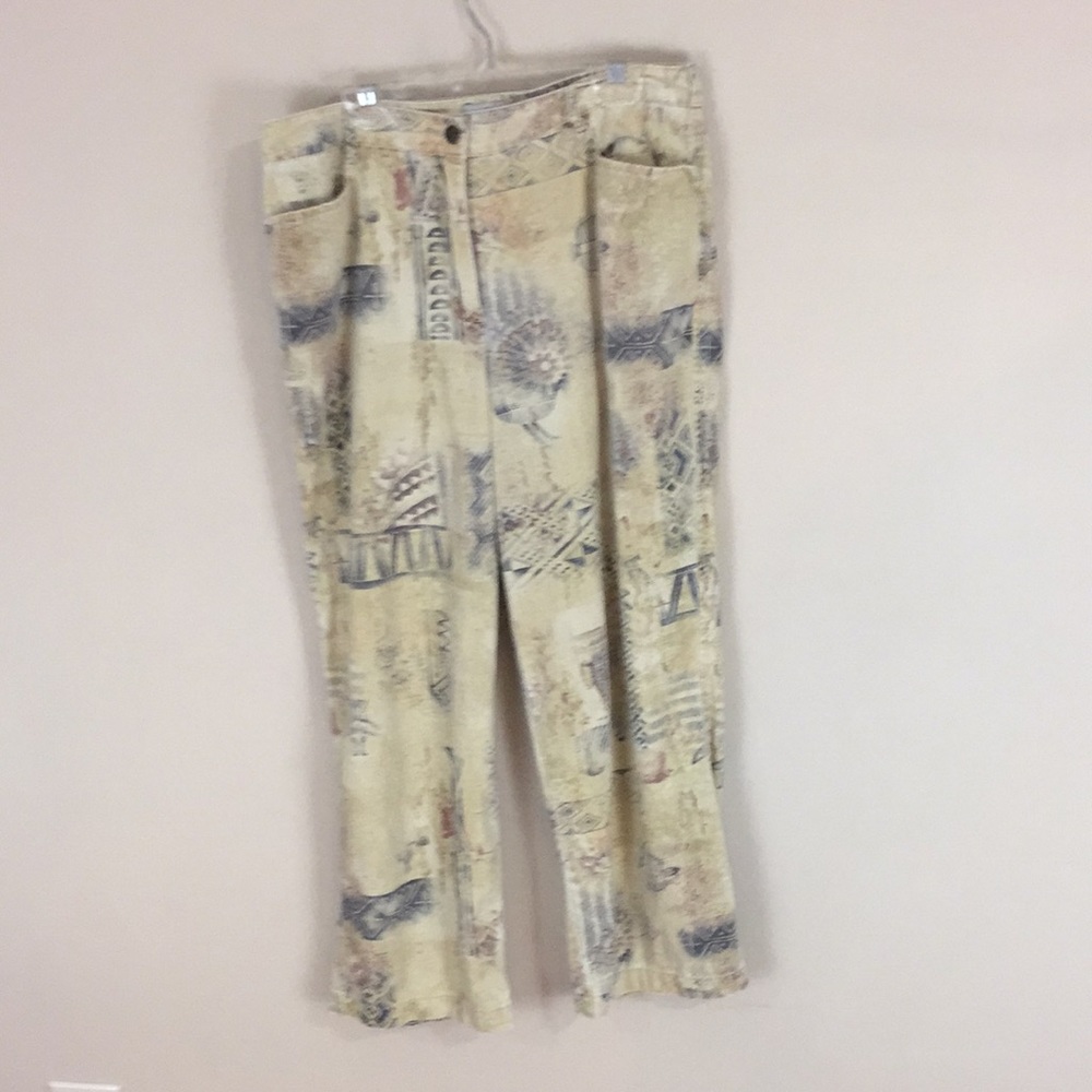 Chicos Print Aztec Southwestern Cotton Cropped Pants Size 1(8)
